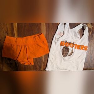Hooters Orange Shorts and White Tank Set